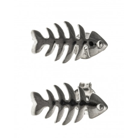 Boucles d'oreille argent rhodié 1,6g "arete de poisson"