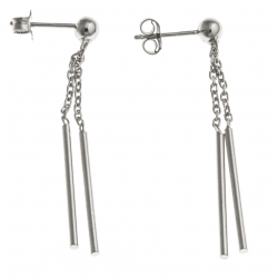 Boucles d'oreille argent rhodié 2,2g - "batons et chaines" 3 cm