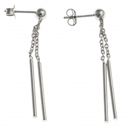 Boucles d'oreille argent rhodié 2,2g - "batons et chaines" 3 cm