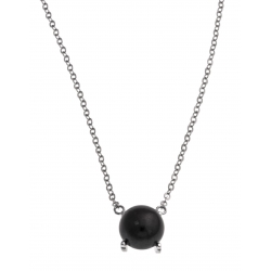 Collier argent rhodié 4,3g - perle de culture noire - 40+5 cm