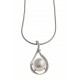 Collier argent rhodié 4,5g - perle de culture blanche - zircons - 40 cm