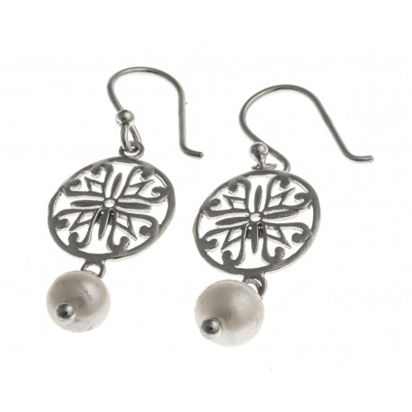 Boucles d'oreille argent rhodié 2g - perles de culture blanches