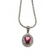 Collier argent rhodié 3g - rubis synthétique - zircons - 40 cm