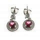 Boucles d'oreille argent rhodié 3,4g - rubis synthétique - zircons