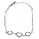 Bracelet argent rhodié 3,4g - "ronds et coeur" - 17,5+3 cm