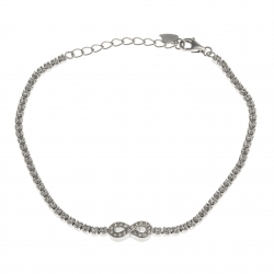 Bracelet argent rhodié 4,4g - "infini" - zircons - 17+3 cm