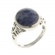 Bague argent rhodié 4g - sodalite - T 50 à 60