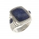 Bague argent rhodié 7,6g - sodalite - zircons - T 50 à 60