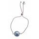 Bracelet argent rhodié 3,6g - cristal swarovski bleu - réglable