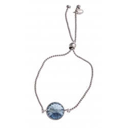 Bracelet argent rhodié 3,6g - cristal swarovski bleu - réglable