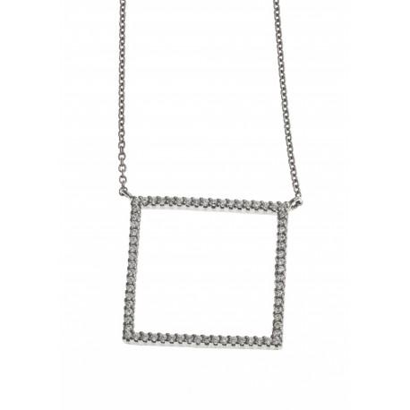 Collier argent rhodié 2,9g - zircons - 45 cm