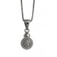 Collier argent rhodié 3,3g - "boule" - zircons - 40 cm