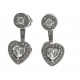 Boucles d'oreille argent rhodié 4,8g - "coeur" - réglable - zircons