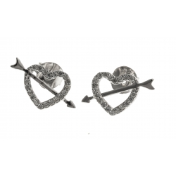 Boucles d'oreille argent rhodié 1,6g - "cupidon" - zircons