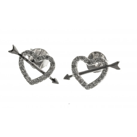 Boucles d'oreille argent rhodié 1,6g - "cupidon" - zircons