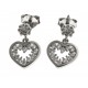 Boucles d'oreille argent rhodié 2g - "coeur" - zircons