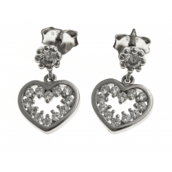 Boucles d'oreille argent rhodié 2g - "coeur" - zircons