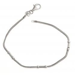 Bracelet argent rhodié 2,7g - maille queue de renard - 19 cm