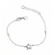 Bracelet argent rhodié 2,7g - étoile - perles SW - 16+3 cm