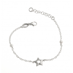 Bracelet argent rhodié 2,7g - étoile - perles SW - 16+3 cm
