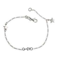 Bracelet argent rhodié 2,4g - étoiles - 18,5 cm