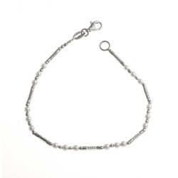 Bracelet argent rhodié 3,2g - perles SW - 18 cm