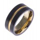 Bague acier homme - 2 tons - doré et noir - 8mm - T 56 à 70