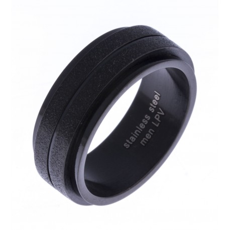 Bague acier homme noire - antistress - 8mm - T 56 à 70