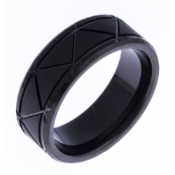Bague tungstène - finition mat - Black IP -  8mm - T 60 à 68