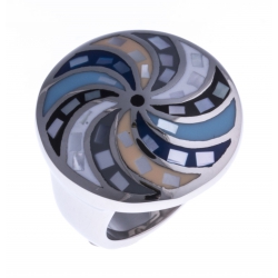 Bague acier - nacre - émail - T 52 à 60