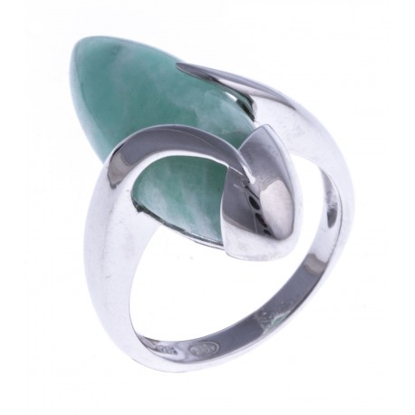 Bague argent rhodié 4,3g - amazonite  -T 52 à 60