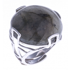 Bague argent rhodié 5,6g – labradorite - T 52 à 60