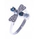 Bague argent rhodié 3,6g - zircons - topazes bleues - T 50 à 60