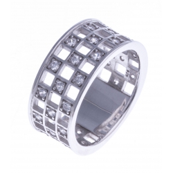 Bague argent rhodié 4,6g - zircons - T 50 à 60