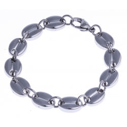 Bracelet acier - "grains de café" - 10mm - 19cm