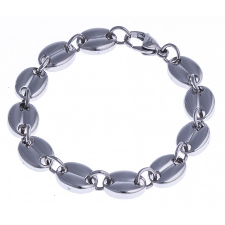 Bracelet acier - "grains de café" - 10mm - 19cm