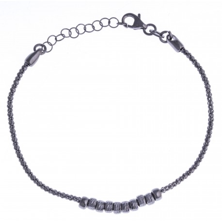 Bracelet argent rhodié noir 3,2g - "boules" - 17+3cm