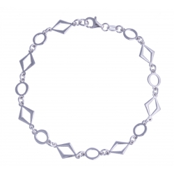 Bracelet argent rhodié 4,6g - "losanges et ronds" - 19,5cm