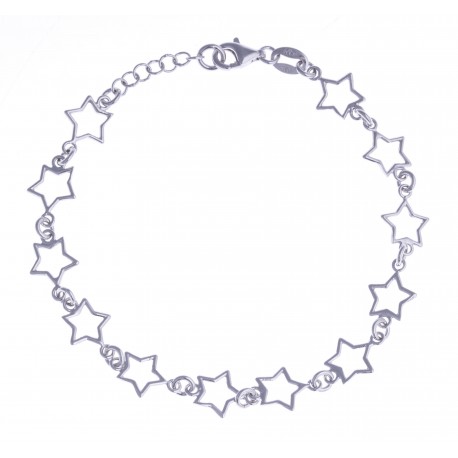 Bracelet argent rhodié 3,7g - "étoiles" - 18+2cm