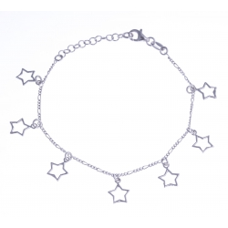 Bracelet argent rhodié 3g - "étoiles breloques" - 17+3cm