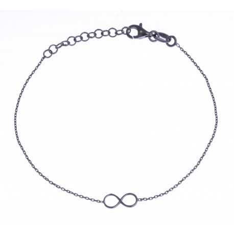 Bracelet argent rhodié noir 1,4g - "infini" - 17+3 cm
