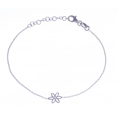 Bracelet argent rhodié 1,4g - "étoile" - 17+3cm