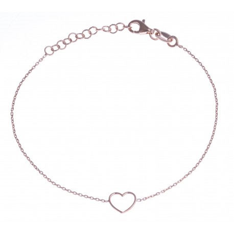 Bracelet argent rhodié rosé 1,4g - "coeur" - 17+3 cm