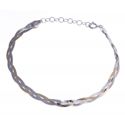 Bracelet argent rhodié 2,2g - 2 tons - rhodié et doré - 17+3cm