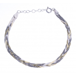 Bracelet argent rhodié 2,5g - 2 tons - rhodié et doré - 17+3cm