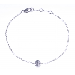 Bracelet argent rhodié 1,2g – "tête de mort" - zircons - 17+1+1cm