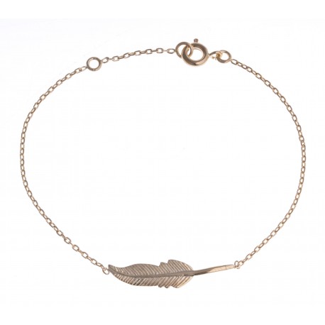 Bracelet plaqué or - "plume" - 16+2cm