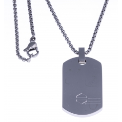 Collier acier homme - "plaque" -  50cm