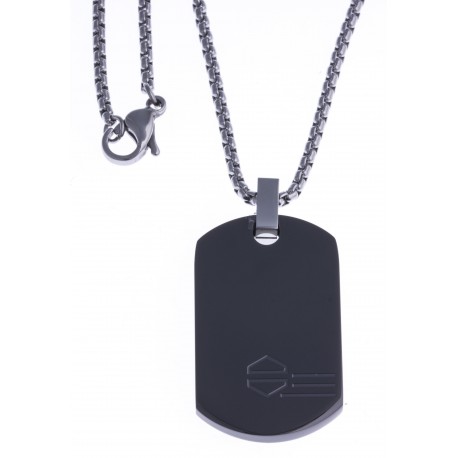 Collier acier homme - "plaque" - 2 tons - 50cm