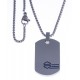 Collier acier homme - "plaque" - émail bleu - 50cm